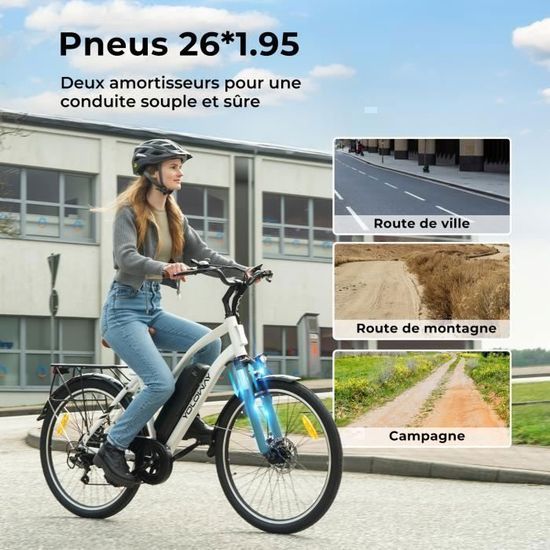 YOLOWAY C10 – Elektrofahrrad 26″ – 250 W Motor – Herausnehmbarer Akku 36 V 12,5 Ah – Reichweite bis zu 90 km