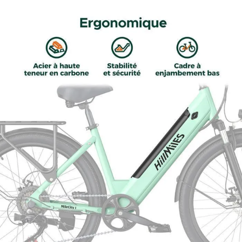 HILLMILES MileCity 1 – Elektrofahrrad 26" – 250 W – 36 V / 13 Ah Akku – Bis zu 100 km Reichweite