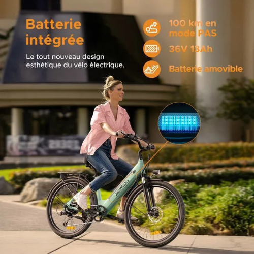 HILLMILES MileCity 1 – Elektrofahrrad 26" – 250 W – 36 V / 13 Ah Akku – Bis zu 100 km Reichweite