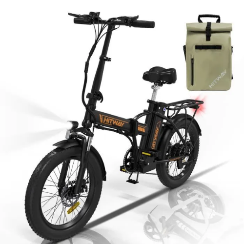HITWAY BK11 – Faltbares 20"-Elektro-Fatbike Schwarz &amp; Orange – Abnehmbarer 36 V / 11,2 Ah Akku