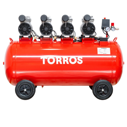 Leiser, ölfreier Kompressor mit 200-Liter-Tank – 3 kW / 4 PS – 560 L/min – 10 bar – 81 dB(A) – 230 V – TORROS
