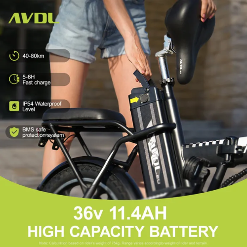 AVDLEU A10 – Faltbares Elektrofahrrad 16" – 250-W-Motor – Herausnehmbarer 36-V-11,4-Ah-Akku – Reichweite bis zu 80 km