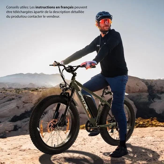 SPATIAL Elektrofahrrad 26" × 4 – Grün – 1000-W-Motor – 48-V-13-Ah-Batterie – Shimano 7-Gang – E-MTB / City-E-Bike