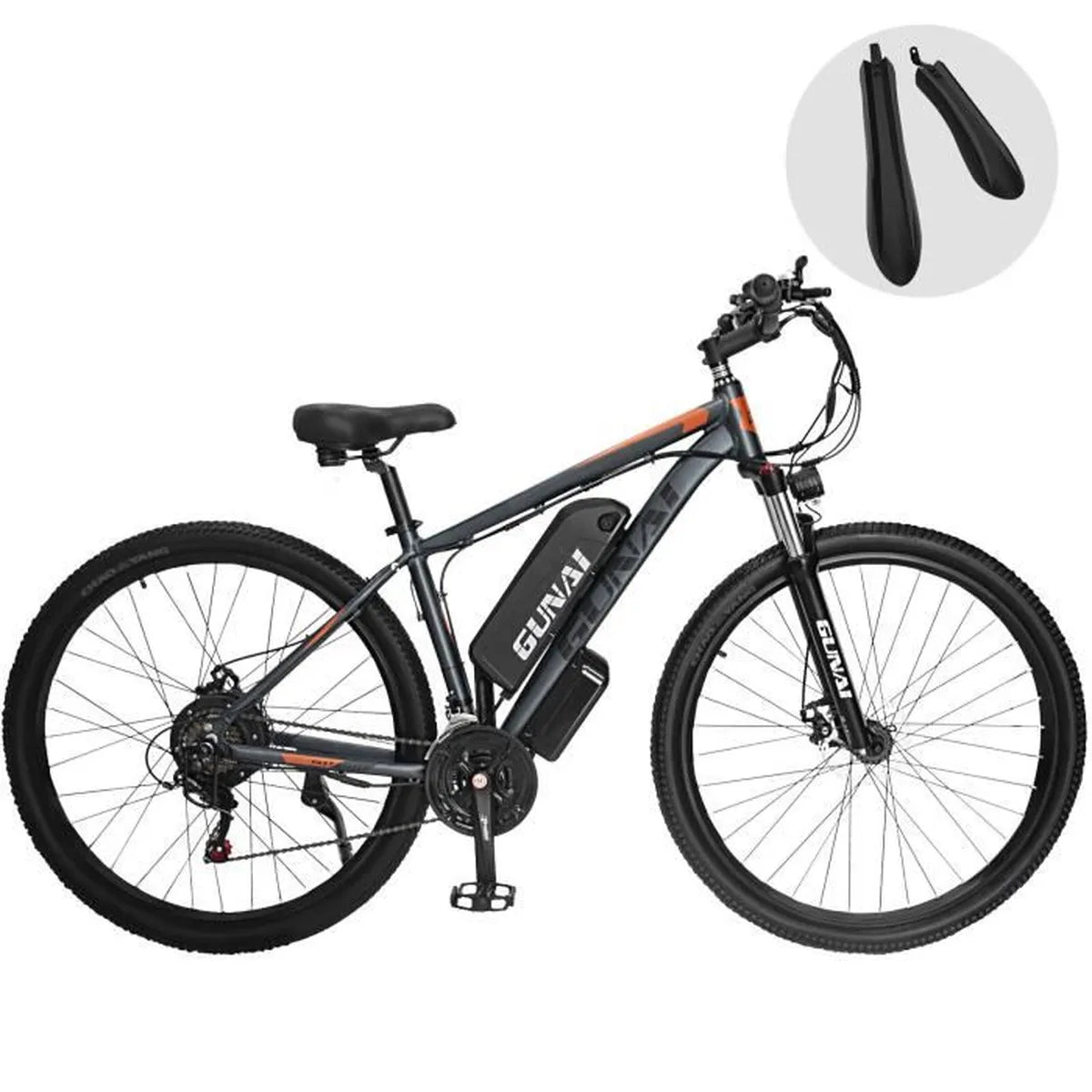 GUNAI GN29 – E-Mountainbike 29″ – 750 W – 48-V-15-Ah-Batterie – 21 Gänge – Grau