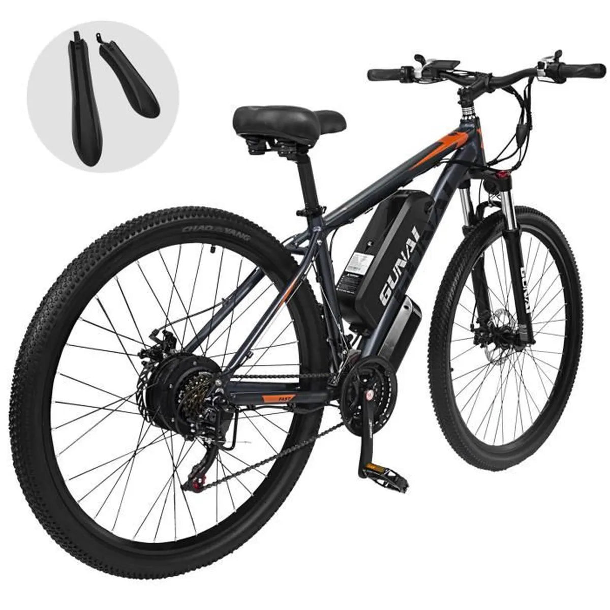 GUNAI GN29 – E-Mountainbike 29″ – 750 W – 48-V-15-Ah-Batterie – 21 Gänge – Grau